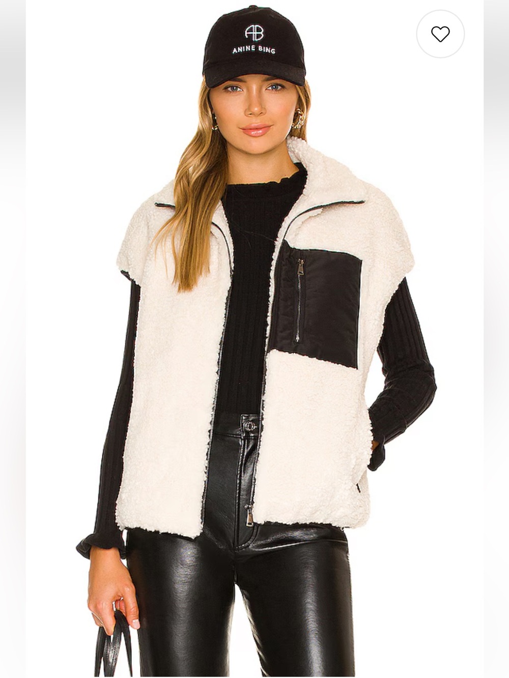 Adrienne Landau REVOLVE Faux Lamb Vest in Black & Off White. NWOT! Size Large
